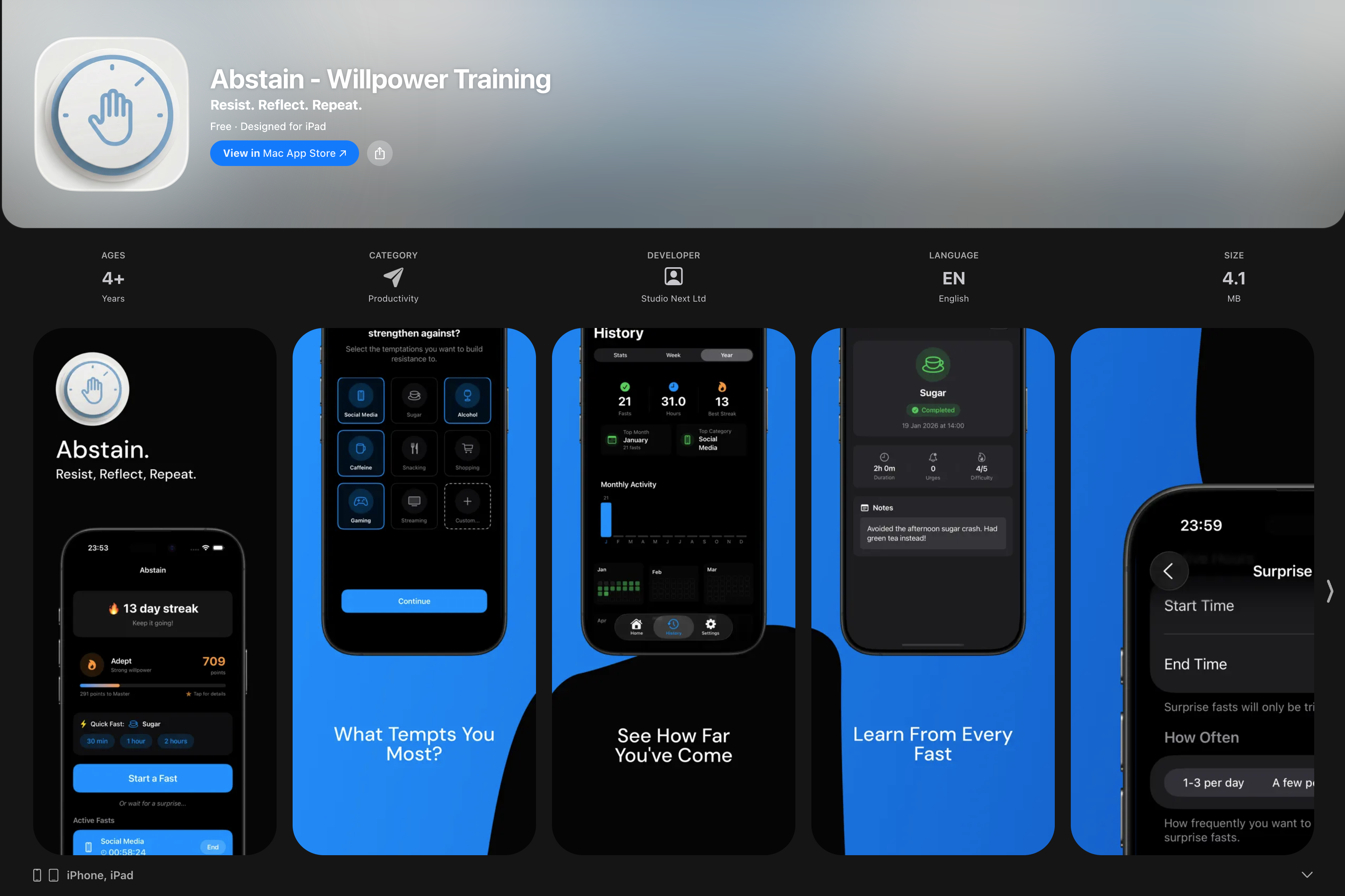 Abstain App Screenshots